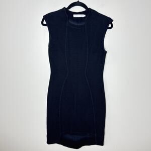 Kain Label‎ Black Ribbed Knit Sweater Cap Sleeve Sheath Small Dress LBD Party
